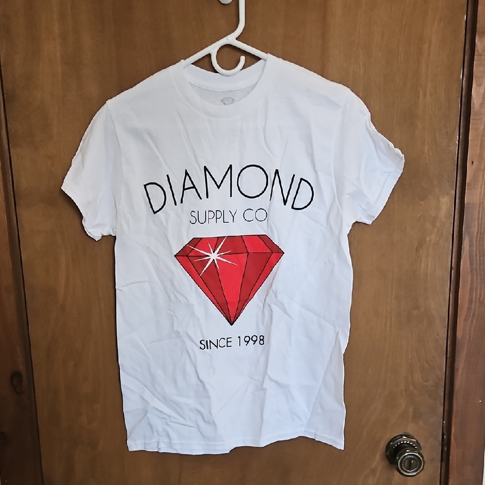 NWOT Diamond Supply Co White Tee with Red Graphic